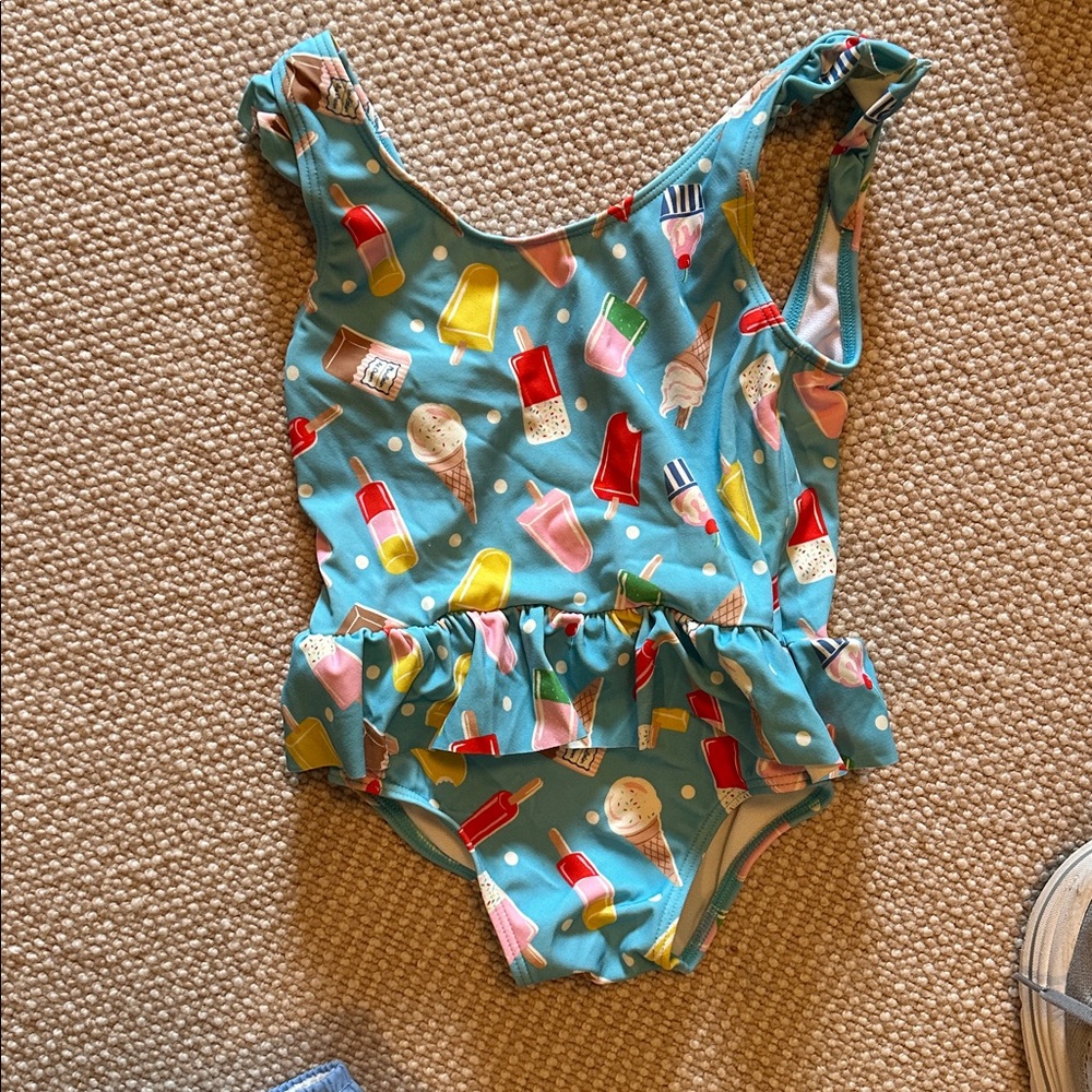 Mini Boden Blue Ice Cream and Popsicle Kids Swim One Piece